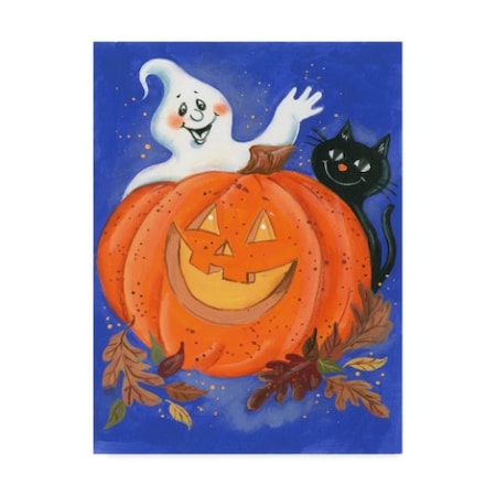 Beverly Johnston 'Pumpkin, Ghost And Cat' Canvas Art,24x32